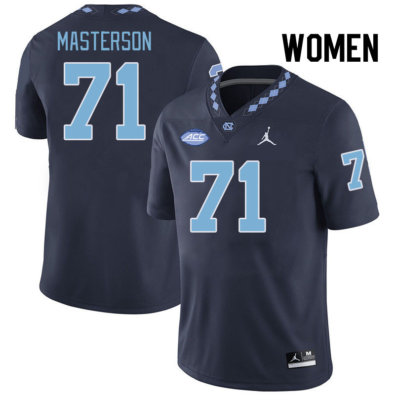 Women #71 Luke Masterson North Carolina Tar Heels College Football Jerseys Stitched-Navy